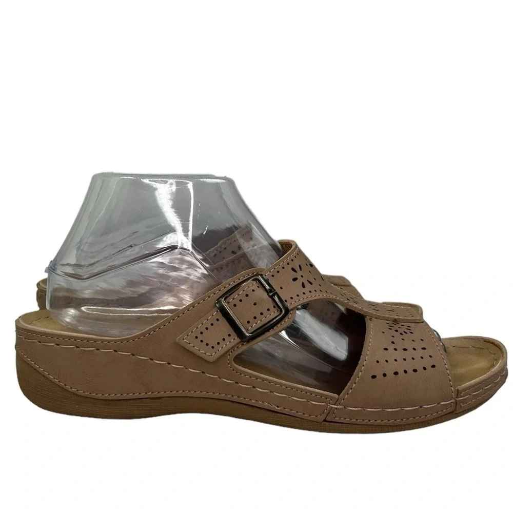 Flexus By Spring Step Pendunia Tan Women 9 Cushioned Sole Slide Comfort Sandals - Picture 2 of 9